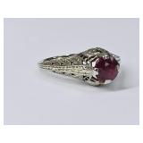3.45 Grams 18K Gold & Ruby Filigree Ring