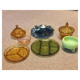 Fenton Rose Bowl, Indiana Glass, Carnival