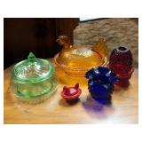 Hen on Nest, Fenton Fairy Light, Vaseline Candy