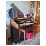 Lowrey Electric Organ, Remo Snare Drum, Violin