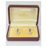 .11 OZT Silver Mikimoto Pearl Screw Back Earrings