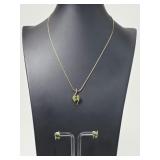 14.3 Grams 14K Gold & Emerald Necklace & Earrings