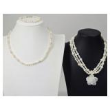 Pearls: Necklace w/ MOP Pendant & Matching Set