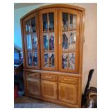 Oak Lighted 2-Piece China Hutch