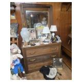 Vintage Dresser, Milk Glass Lamps, Silvestri Bird