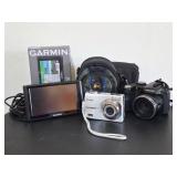 Fuji Digital Camera, Kodak 35mm Camera, Garmin