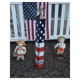 Hens & Chicks, Bench, USA Totem, Garden Decor