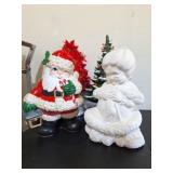 Ceramic Christmas Tree, Santa & Mrs. Claus
