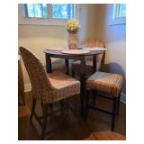 Wood Bar Top Table, 2 Chairs & 2 Stools
