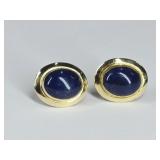 1.8 Grams 14K Gold & Lapis Oval Earrings