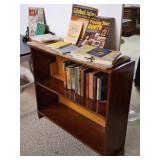 Wood Bookcase, Books, Maps
