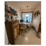 Country Style Wood Cabinet, Table & Chairs