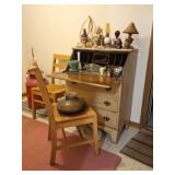 Drop-Front Desk, Bench, Bookends, St Louis Milk