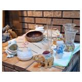 Milk Glass Hen on Nest, Vintage Linens, Art Glass
