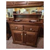 Oak Washstand, Pink Depression Tray, Candy Dish