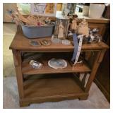 Oak Bookcase, Wall Plaques, Flower Frogs
