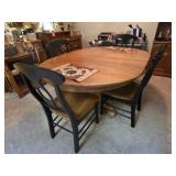 Oak Pedestal Dining Table, 4 Chairs