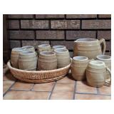 UHL Acorn Wares Stoneware Pottery Pitcher & Mugs