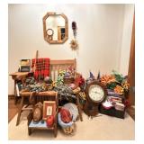 Bench, Seth Thomas Clock, Mirror, Faux Floral