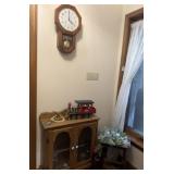 Display Cabinet, Federal Glass Pitcher, Clock