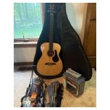 Alvarex Acoustic Guitar, Amplifier, Korg Tuner