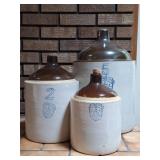 3 UHL Acorn Wares Stoneware Pottery Jugs