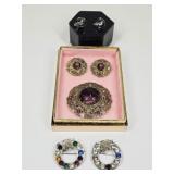 Vintage Slag Glass & Van Dell Sterling Jewelry