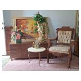 Cedar Chest, Cherub Planter, Painting, Table