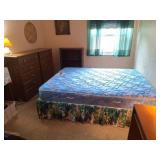 Desk, 2 Chests, Queen Mattress, Jesus Clock