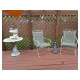Garden Fountain, Wrought Patio Chairs, Angel