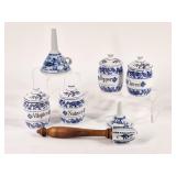 Vintage German Blue Onion Spice Jars & More