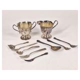 10.1 OZT Sterling Silver: Cream & Sugar, Utensils