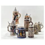 8 German Beer Steins: Hummel, Gerz, Handarbeit