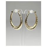 2.77 Grams 14K Gold Twist Pierced Earrings