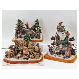 3 Danbury Mint Boyds Bear Lighted Figurines
