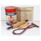 1873 Newspaper, Seyfertï¿½s Tin, Rolling Pins