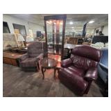 2 La-Z-Boy Recliners, Curio Cabinet, End Table