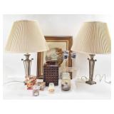 Metal Urn Shaped Lamps, Wall Art, Vase, Candles