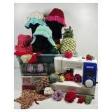 Crochet Items, Yarn, Sewing Machine
