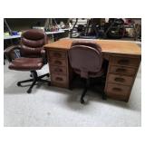 Wood Library Desk, Office Chairs