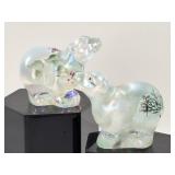 2 Fenton Iridescent Hand Painted Polar Bears
