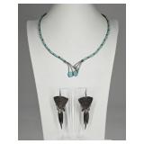 Sterling & Turquoise Necklace & Sterling Earrings