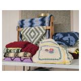 Crocheted Afghans & Wood Quilt Rack