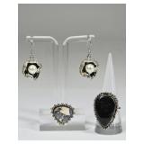 ,62 OZT Sterling: Rings & Faux Pearl Earrings