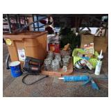 Electric Drill & Saber Saw, Tote, Jars with Nails