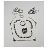 .614 OZT Sterling Silver Jewelry: Ring, Pendant