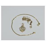 1.78 Grams 14K Gold Jewelry: Charm, Bracelet