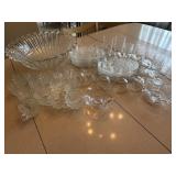 Punch Bowl Set, Vintage Glass Snack Sets