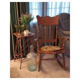 Rocking Chair, Grapevine Plant Stand, Old Bottle
