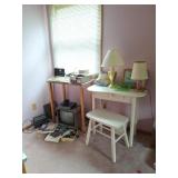 Commodore Computer, Heathkit Radio, Vanity, Lamps